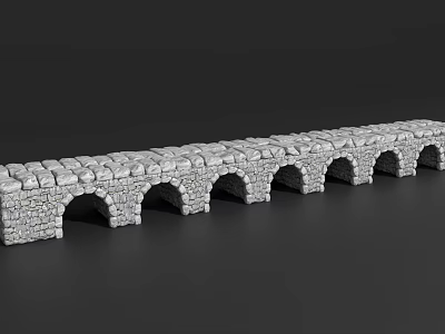Stone and Wood Arch Bridge with Multiple Arches and Solid Construction 3d model