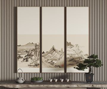 New Chinese Landscape Painting Hanging Painting Decorative Painting 3d model