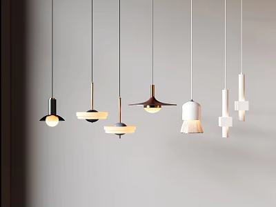 Stylish Pendant Lights With Various Modern Designs And Neutral Colors For Home Decor 3d model