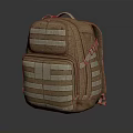 Durable Brown Backpack with Beige Stripes and Multiple Compartments for Outdoor Use 3d model