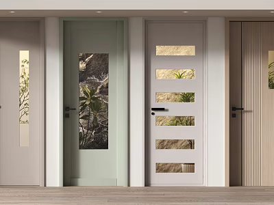 Modern Hinged Doors With Glass Panels And Various Wooden Designs For Interior Styles 3d model