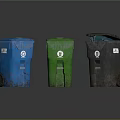 Color Coded Trash Bins For Waste Sorting With Different Color Lids 3d model