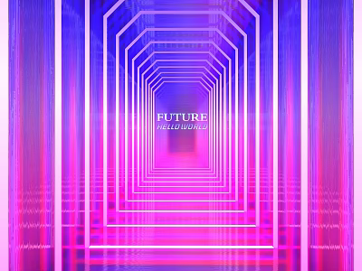 Future Event Passage With Glowing Geometric Lines And Gradient Blue Purple Pink Hues 3d model