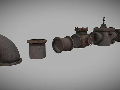 Sturdy Cast Iron Hardware Tools Featuring Pipe Elbows Tees And Flange Fittings 3d model