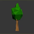 Low Poly Style Green Tree Sculptures Featuring Orange Trunks Different Shapes Grey Background and Reflections 3d model
