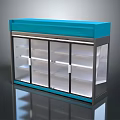 Electronic Refrigerated Display Case Commercial Glass Doors Blue Top Multiple Shelves For Retail Product