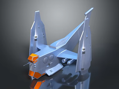 Modern Silver Fighter Jet With Orange Nose Cone And Advanced Aerodynamic Wing Design 3d model