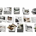 Home Interior Design Books And Magazines Open And Stacked Showcasing Modern Living Spaces