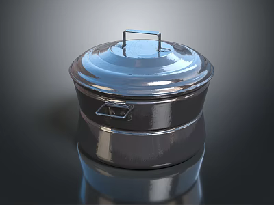Stainless Steel Cooking Pot With Lid And Handle For Daily Kitchen Use 3d model