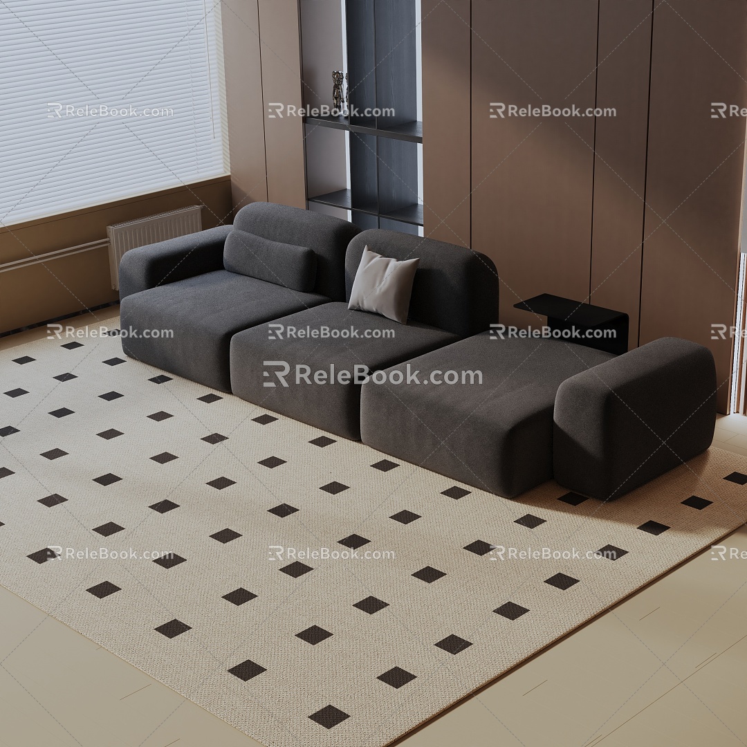 Modern three-seat sofa 3d model