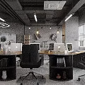 Modern Public Office Space With Open Plan Black Office Chairs Desks Green Plants And Large Windows