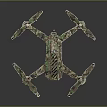 Camouflage Drone With Four Propellers And Metallic Structure On Black Background 3d model