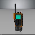 Orange and Gray Handheld Communication Device with Antenna Screen Keypad and Red Button 3d model