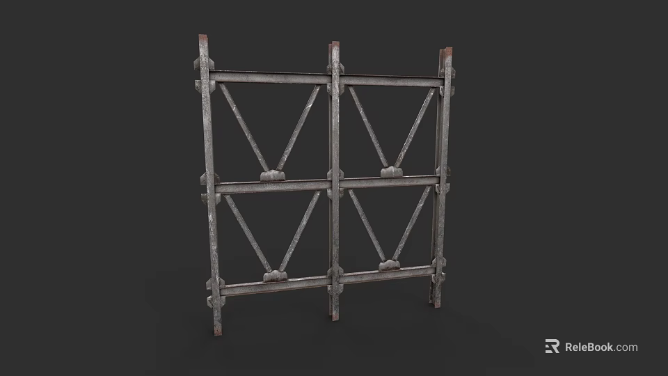 Metal Scaffolding Columns With Cross Bars And Connected Joints For Construction 3d model 