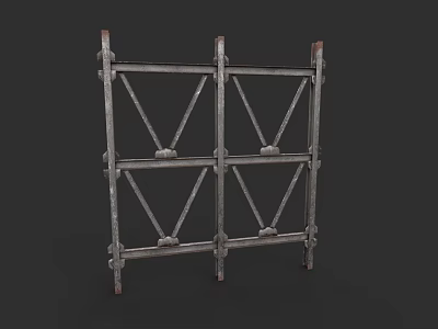 Metal Scaffolding Columns With Cross Bars And Connected Joints For Construction 3d model