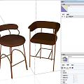 Two Brown Leather Bar Stools With Metal Frame And Modern Design 3d model