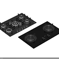 Two Modern Kitchen Gas Stove Appliances With Glass Top Multiple Burners And Control Knobs 3d model