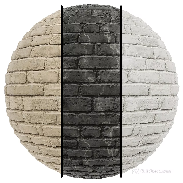 Brick Wall Components In Beige Black White Textured Design For Decorative Use 3d model