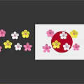 Colorful Decorative Paper Flowers On White Card With Pink Yellow Red Petals And Reflections
