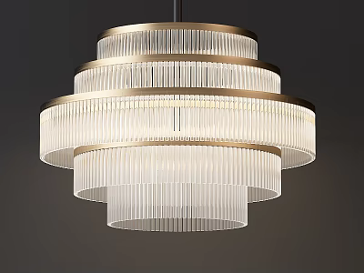 Modern Elegant Multi-layer Crystal Chandelier With Transparent Strips And Metal Frame 3d model