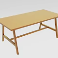 Simple Wooden Desk With Light Brown Rectangular Tabletop And Crossed Legs Design 3d model