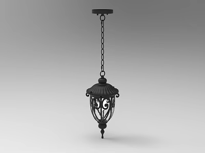Black Metal Chandelier With Decorative Chain And Classic Design Details 3d model