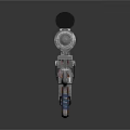 Futuristic Sci Fi Weapon With Metallic Scope Blue Stripes And Brown Grip 3d model