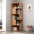 White Modern Bookshelf With Books Green Plants And Decorative Items