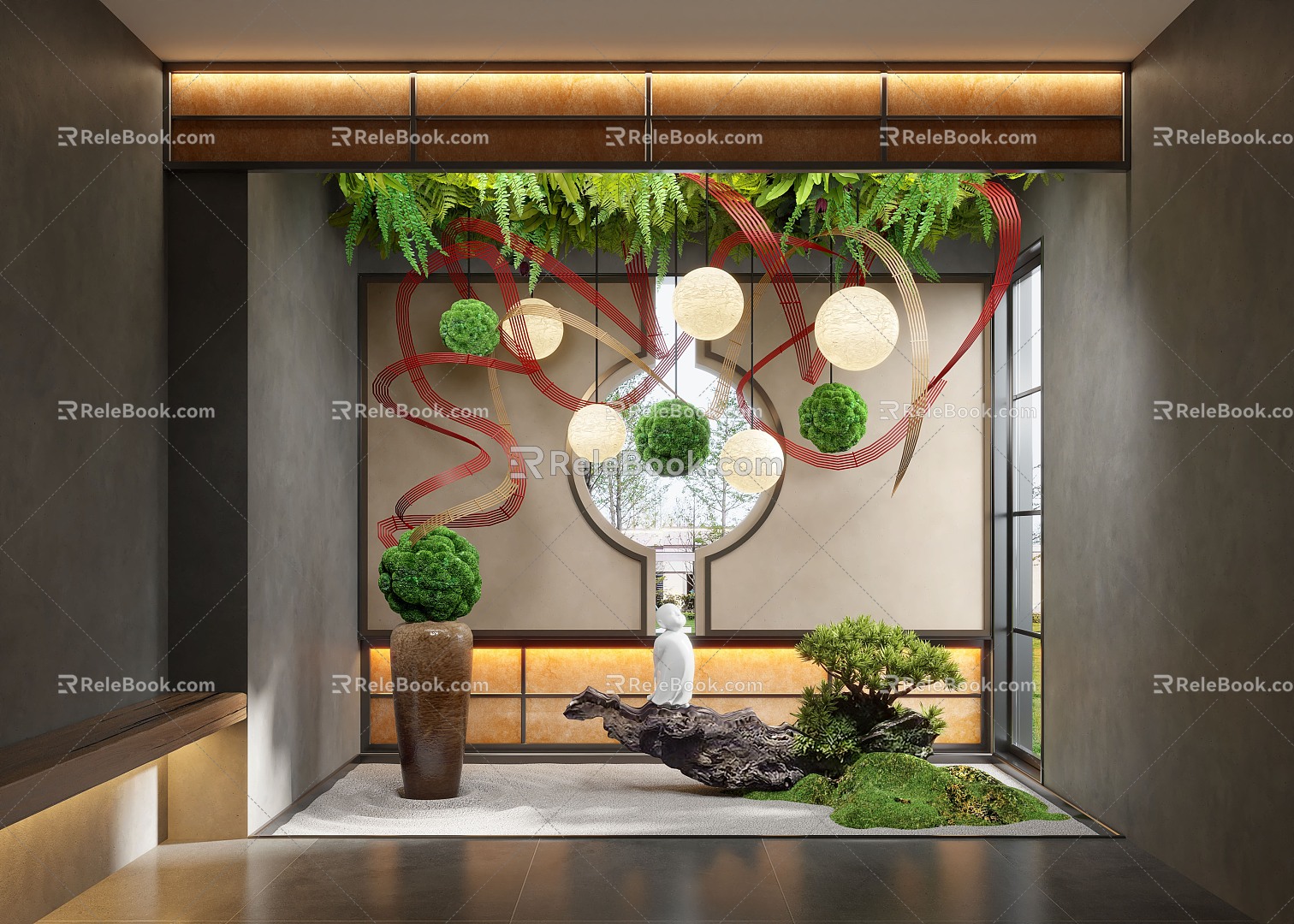 New Chinese style indoor landscape landscape landscape landscape plant moss landscape plant device 3d model