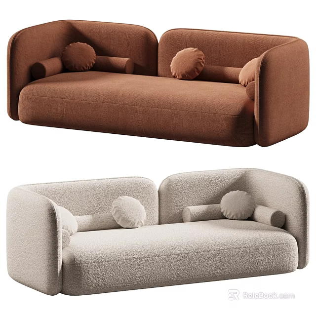 Modern Comfortable Double Seater Fabric Sofa With Soft Decorative Pillows For Cozy Living Room 3d model 