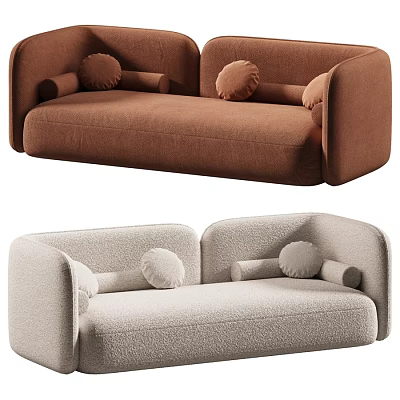 Modern Comfortable Double Seater Fabric Sofa With Soft Decorative Pillows For Cozy Living Room 3d model