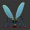 3D Mosquito Character With Colorful Body Transparent Wings Red Eyes On Red Circular Base Droplets