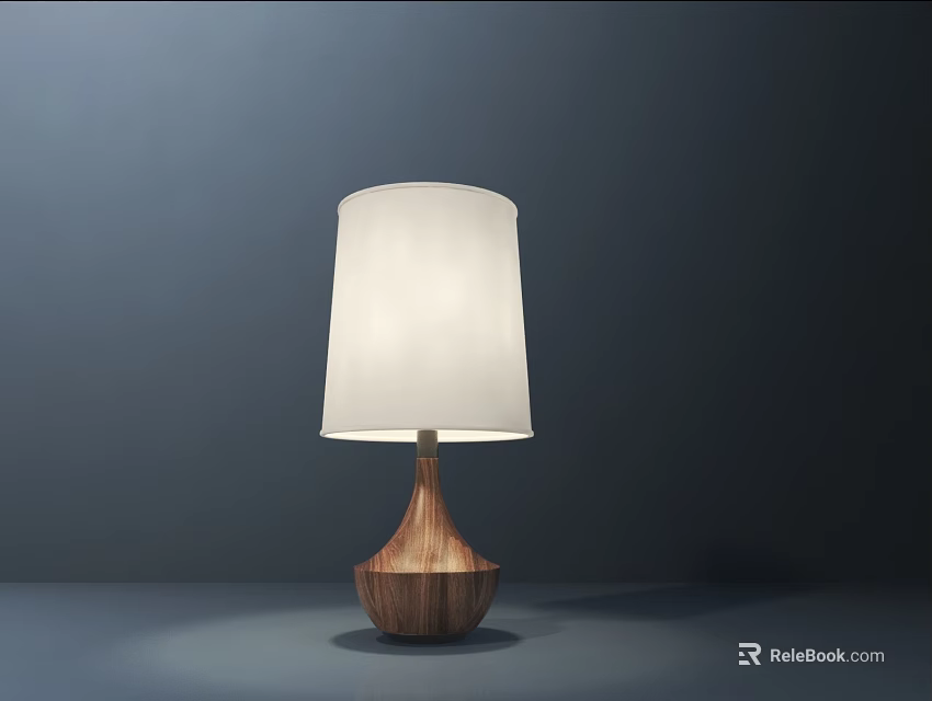 Modern Minimalist Table Lamp With Wooden Base And White Shade For Bedroom Decor 3d model 