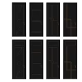 Modern Black Hinged Doors With Geometric Patterns And Decorative Lines 3d model