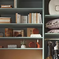 Organized Teal Open Wardrobe With Hanging Clothes Folded Towels Books And Shoes