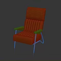 High Back Modern Orange Armchair With Striped Design And Metal Legs Furniture