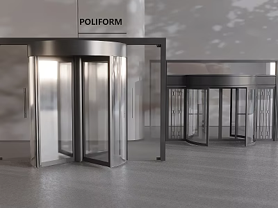 POLIFORM Modern Revolving Door with Metal and Glass for Building Entrance Interior 3d model