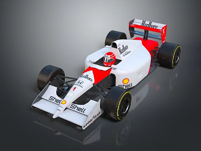 White And Red Formula 1 Car With Shell Logo And McLaren Branding 3d model