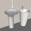 White Pedestal Washbasins With Modern Sleek Design In Bathroom Interior