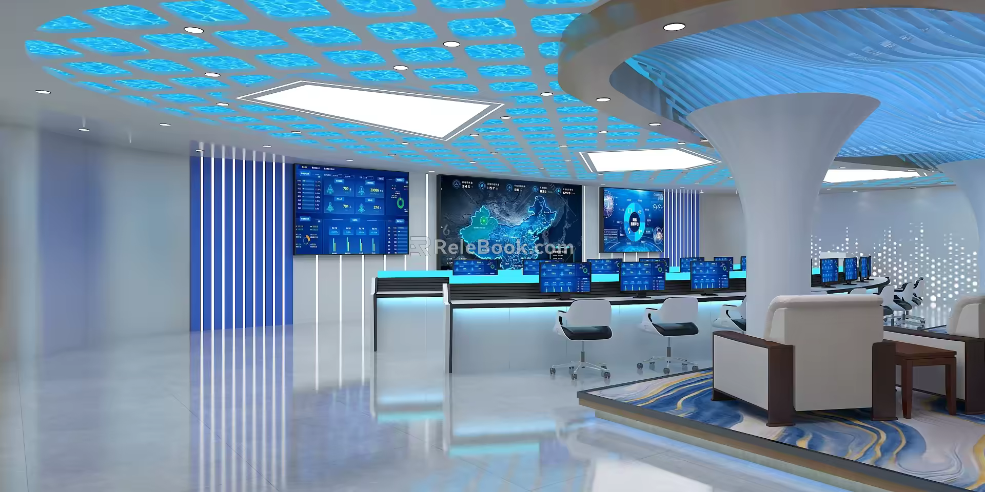 Dispatching Hall Monitoring Center Hall 3d model