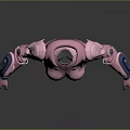 Pink Humanoid Mechanical Armor Suit With Robotic Arms And Sleek Design Features 3d model