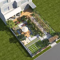 Beautiful Courtyard Garden Design With Lush Grass Wooden Deck Pergola And Outdoor Seating