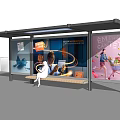 Bus station bus stop sign 3d model