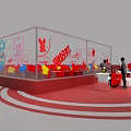 Vibrant Interactive Area Design With Red Frame Colorful Interactive Elements And Circular Zones 3d model