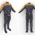 Dark Blue And Brown Color Blocked Full Body Jumpsuit With Waist Belt And Long Sleeves