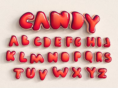 Red Candy Style Alphabet Letters For Home Decor And Kids Room Accessories 3d model Red Candy Style Alphabet Letters For Home Decor And Kids Room Accessories 3d model