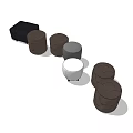 Various Modern Ottoman Sofa Stools With Black Brown Gray White Colors And Simple Design 3d model
