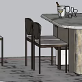 Modern Dining Table and Chairs Set with Metal Frame and Panda Patterned Outdoor Floor
