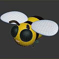 Cute Cartoon Bee Figure With Yellow Black Body And White Wings