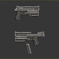 Two Sci Fi Guns With Magazine Featuring Mechanical Design And Metallic Texture 3d model